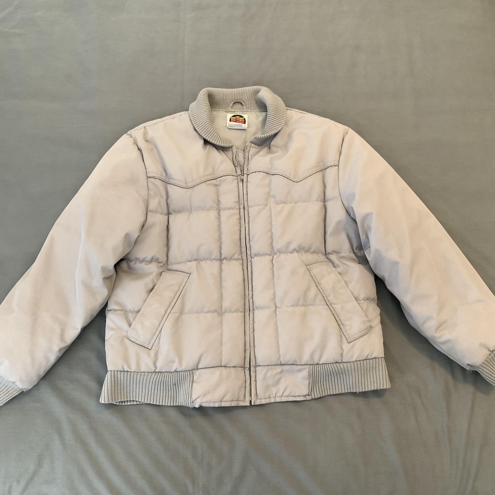Vintage‎ Miller Jacket Mens Medium Gray Goose Down Puffer Bomber Quilted